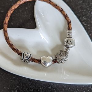 Authentic Pandora Leather Charm Bracelet